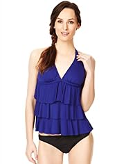 Halterneck Layered & Flared Padded Tankini Top