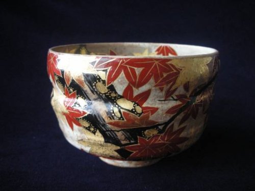 【抹茶碗】 総峰 作 都錦・抹茶碗 木箱付 京焼 