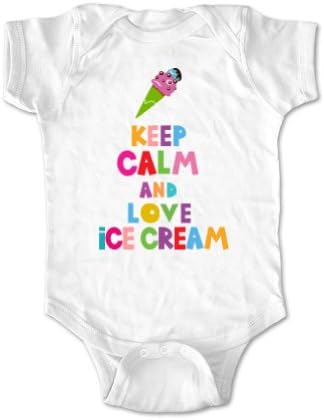 Keep Calm And Love Ice Cream - Cute Baby One piece or Toddler Shirt (6 Months Bodysuit, White)