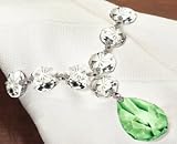 Set of 4 Crystal Napkin Rings with Green Pendant