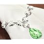 Set of 4 Crystal Napkin Rings with Green Pendant