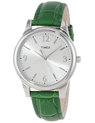 Timex Womens T2P092TN Dark Green Croco Patterned Leather Strap Dress Watch