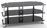 from MountRight TV Stands MountRight GT4 Unit TV Stand For 37 40 42 43 45 46 47 Inch LED, LCD & Plasma Screen - Black Glass/Silver Legs Model GT4S