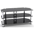 MountRight GT4 Unit TV Stand For 37" 40" 42" 43" 45" 46" 47" Inch LED, LCD & Plasma Screen - Black Glass/Silver Legs