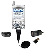 Retractable USB Hot Sync Compact Kit with Car & Wall Charger for the PalmOne Treo 650 - Gomadic Brand w/ TipExchange Technology