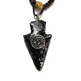 Aztec Calendar Arrowhead Pendant with Adjustable Slip Knot Necklace