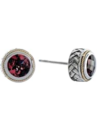 Balissima By Effy Collection Sterling Silver and 18k Yellow Gold Garnet Earrings
