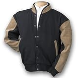 Black Wool & Tan Suede Varsity Baseball Jacket