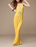 Geometric Figure Print Braid Back Maxi Dress - Yellow