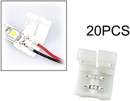 NewNewStar 20PCS 2Pin Single Color LED Light Strip Connector - Gapless Strip to Strip - Box Adapter for 10mm Single Color 5050 SMD LED Strip Lighting