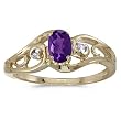 10K Yellow/White Gold 0.01 ct. Diamond and 7 x 5 MM Oval Shaped Amethyst Ring