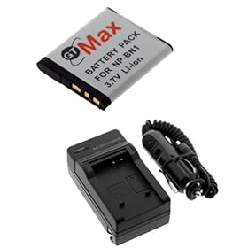 GTMax NP- BN1 Replacement Battery + Home Wall Charger with Car Adapter for Sony WX5, TX9, T99, CyberShot DSC-TX5, DSC-W350, DSC-W310, DSC-W330, DSC-TX7 Digital Camera