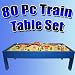 80 Piece Wooden Train Table Set. Compatible with Thomas the Tank Engine Train and Brio.