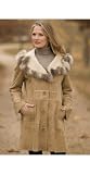 Women's Gwyneth Shearling Sheepskin Coat with Fox Fur Trim