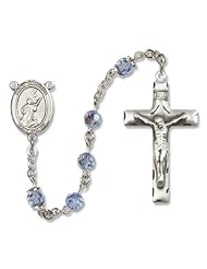 St. Tarcisius Patron Saint St. Sterling Silver Rosary w/Patron Saint Medal Center Catholic Religious Necklace Prayer w/Swarovski Austrian Tin Cut Crystal & Gemstone Beads Crucifix