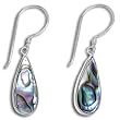 Sterling Silver Teardrop Paua Shell Dangle Earrings by Sajen