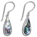 Sterling Silver Teardrop Paua Shell Dangle Earrings by Sajen