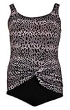Animal Print One Piece Plus Size Draped Waist Swimsuit by Shore Shapes - Women's Swimsuit Plus Size Swimsuits