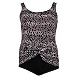Animal Print One Piece Plus Size Draped Waist Swimsuit by Shore Shapes - Plus Size Swimsuit Plus Size Swimsuits