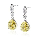 ROSE CUT FAT PEAR DROPS IN CANARY CZ WITH WHITE CZ ACCENTS