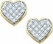 Ladies 10k Yellow Gold .05 Ct Diamond Heart Shaped Earrings