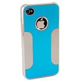Premium Chrome Aluminum Skin Hard Back Case Cover for Apple iPhone 4 4G 4S Silver&Blue