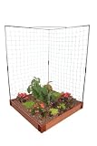 Frame It All VGW-SQR1-RT Urban Raised Garden in Composite Wood Grain Timbers with Veggie Wall Trellis, 4-Foot by 4-Foot by 6-Inch