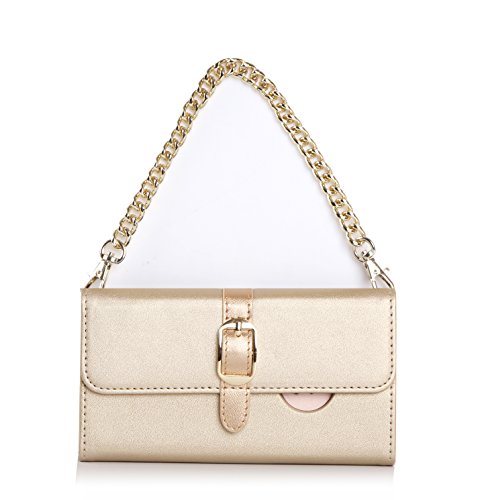 iPhone 7 Case, iPhone 7 Cover, Homelove PU Leather Lady Wallet Top-handle Purse with Gold Chains Card Cash Slots Holder for iPhone 7 Gold