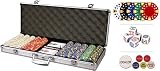 ChipsAndGames Premium Set of 500 3-Tone Diamond Suited Poker Chips with 6 dealer buttons & More