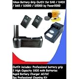 Power2000 Battery Pack Grip / Vertical Shutter Release and DIGI Professional 5 Piece Cleaning Kit for Nikon D40x, D40, D60, D3000 & D5000 Digital SLR with 2 extended EN-EL9A Batteries (3600mAh Total)
