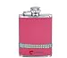 Hip Flask 2.5oz Pink Diamante Band Leather Flask