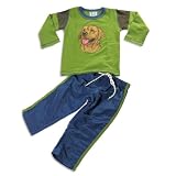 Mis Tee V-Us - Toddler Boys 2 Piece Long Sleeve Dog Pant Set, Green, Navy