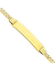 14 Karat Yellow Gold Curb Link ID Bracelet With Lobster Clasp - 7 Inch
