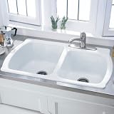 American Standard 7048.804.021 Chandler Double Bowl Top Mount Kitchen Sink, Bone