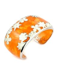 Caramel Designo Cuff Bangle with Flowers