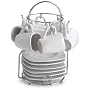 Imusa Espresso Set with Chrome Rack, 12 Piece, White