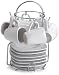 Imusa Espresso Set with Chrome Rack, 12 Piece, White
