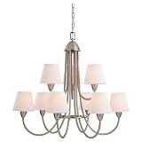 Sea Gull Lighting 31387-962 Stockholm Nine-Light Chandelier, Brushed Nickel with Etched Opal Glass Shades