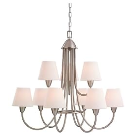 Sea Gull Lighting 31387-962 Stockholm Nine-Light Chandelier, Brushed Nickel with Etched Opal Glass Shades