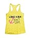 Womens Lake Hair Dont Care Funny Water Summer Messy Hair Burnout Tank Top