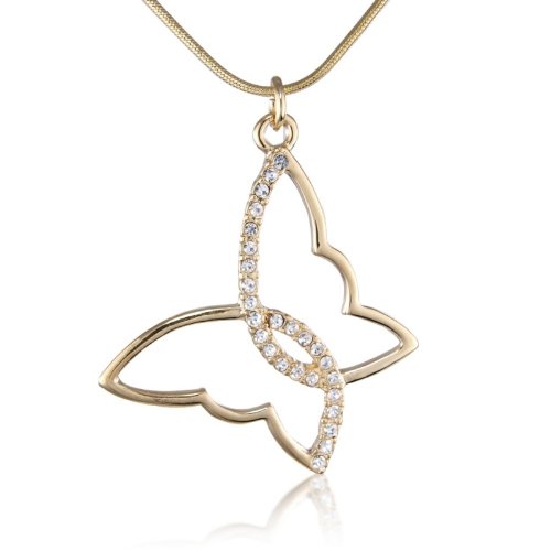 Gold Butterfly Fashion Necklace – Includes stunning gift bag – Free UK delivery – Ideal jewellery present – Womens Costume jewellery necklace