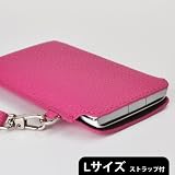 Xperia acro HD SO-03D スマートフォン ストラップ付 レザー ケース L 【 ピンク 】