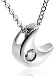 14k White Gold Diamond Moon Pendant (.05 ct, I-J Color, I2 Clarity)