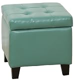 BEST Square Patent Storage Ottoman with Tufting, Seafoam Green