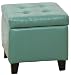 BEST Square Patent Storage Ottoman with Tufting, Seafoam Green
