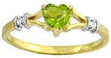 Genuine Heart Peridot & Diamond 14k Gold Promise Ring