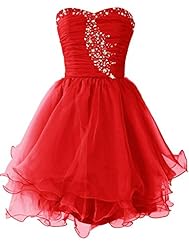 Strapless Short  Sweetheart  Lace-Up  Beaded Tulle  Ball Gown Mini Dress  With Rhinestones and Ruffles