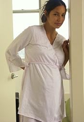 Maternity Cotton Dot/Lace Robe by Belabumbum MATCOT30