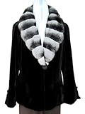 Black Sheared Mink Shaped Jacket w/Natural Chinchilla Shawl Collar Made in USA