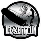 Led Zeppelin - Shiny Silver Chrome Logo with Burning Blimp - Sticker / Decal